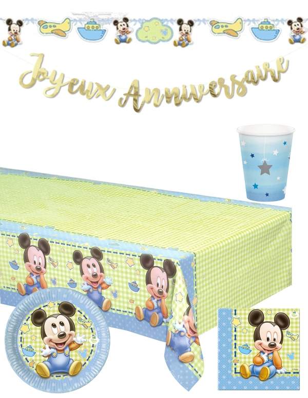 HappyTorta.it Confezione decorazione compleanno bimbo 1 anno Mickey Disney - 1