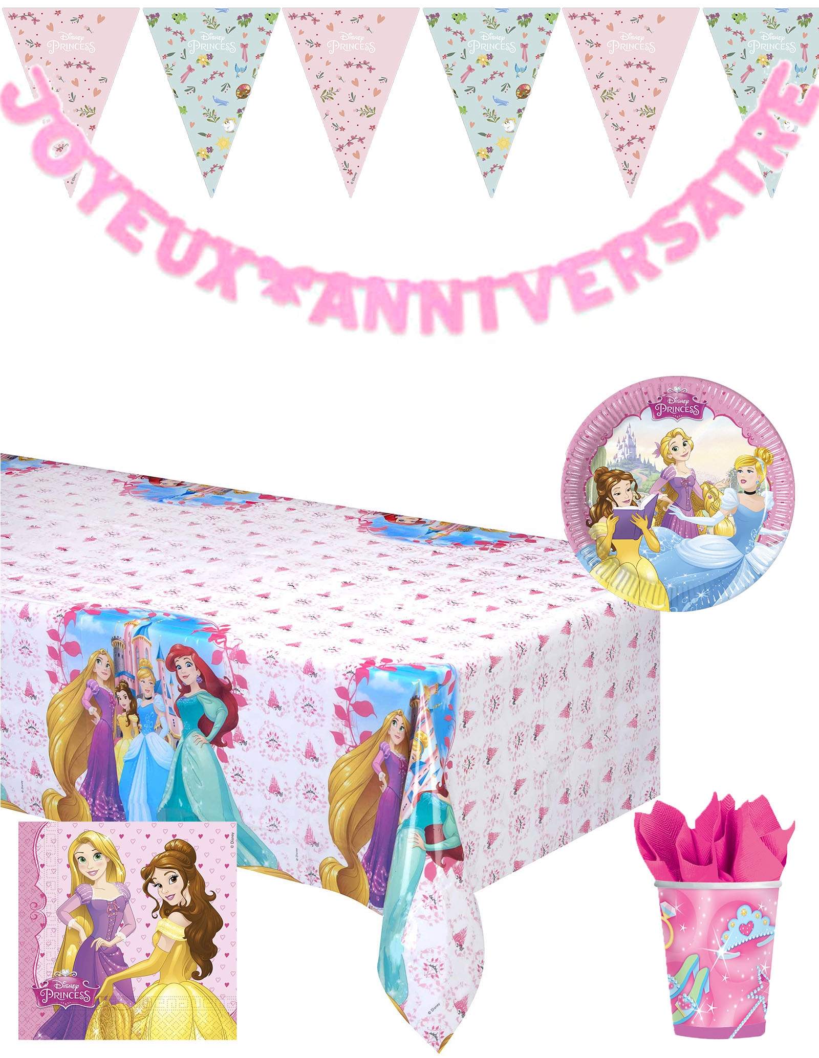 Pacchetto di decorazioni di compleanno Belle principesse Disney