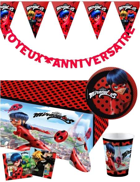 HappyTorta.it Pacchetto di decorazioni per il compleanno di Ladybug Miraculous - 1