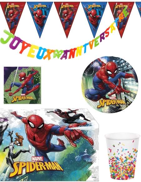 HappyTorta.it Pacchetto di decorazioni per il compleanno di Spiderman Marvel Superhero - 1