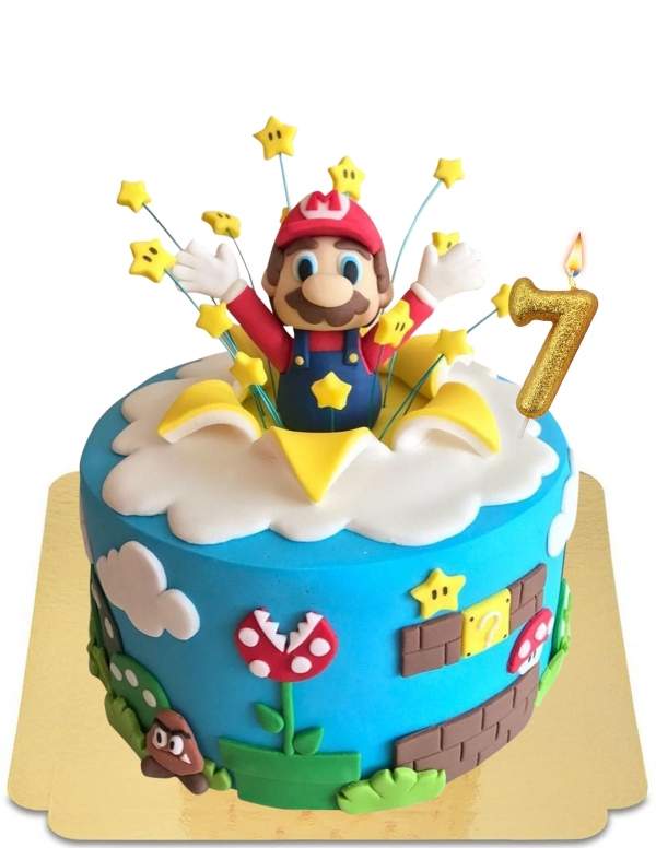 HappyTorta.it Torta videogioco di Mario che esce dalla torta vegana, senza glutine - 1