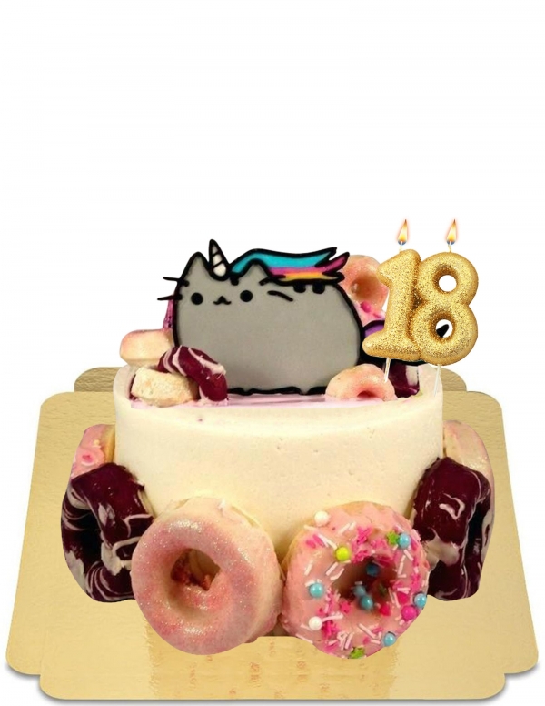  Torta ciambelle con gattino unicorno kawaii vegan, gluten free - 65