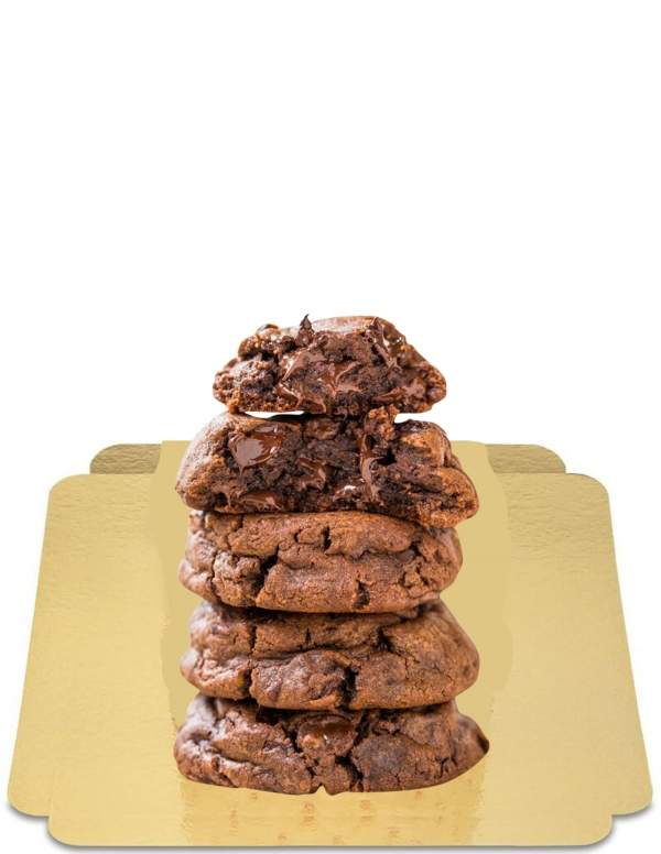  4 biscotti "Fudgy" all'esterno, croccanti vegani, senza glutine, senza zucchero, a basso indice glicemico adatti a diabetici e 